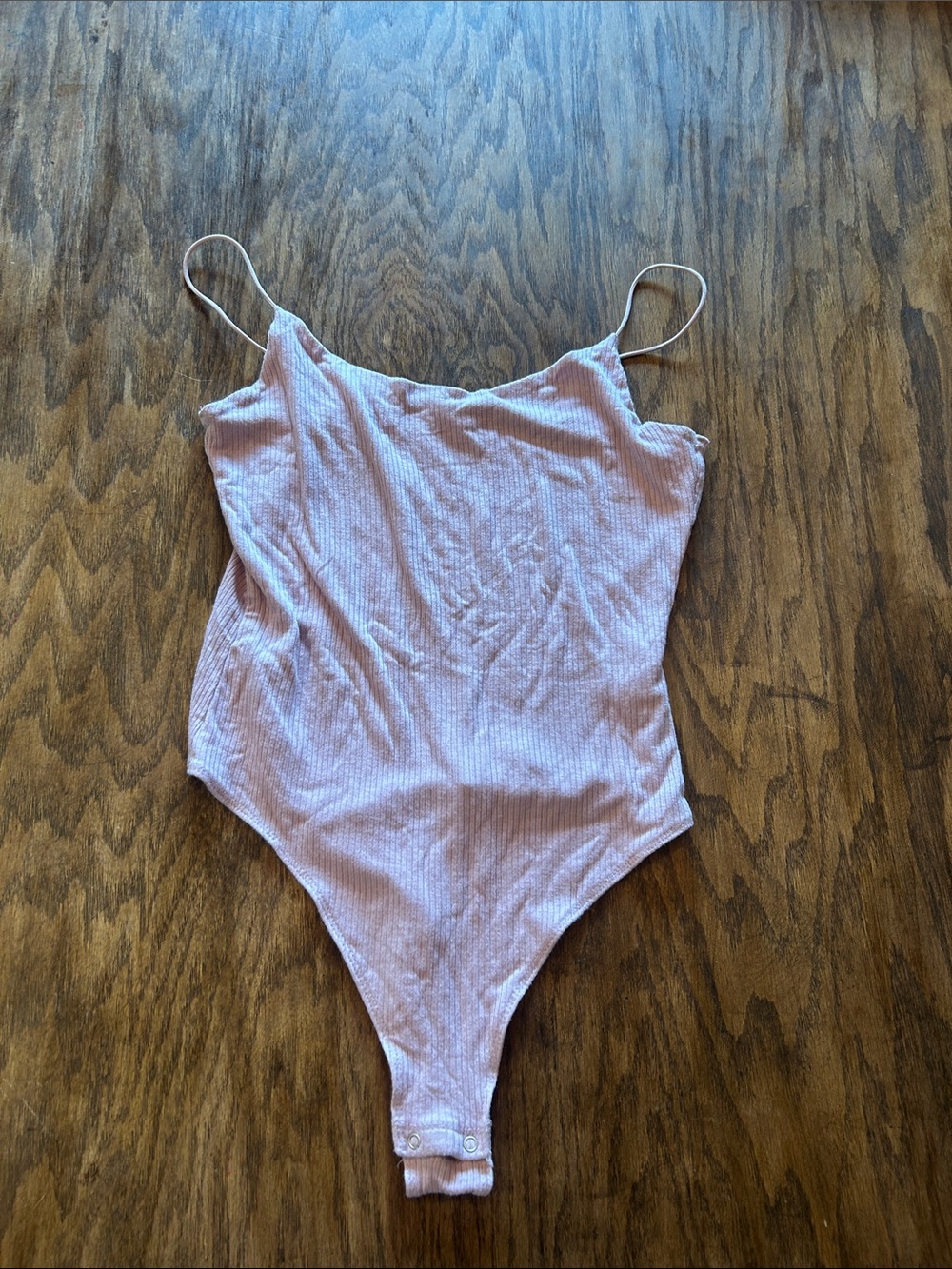 Garage Pale Pink Ribbed Spaghetti-Strap Bodysuit
